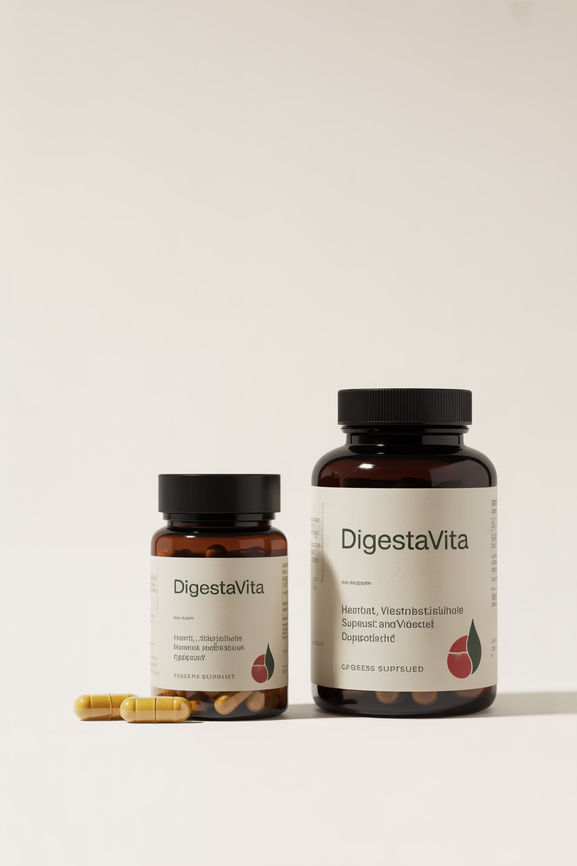 Digestavita supplement bottle and capsules for heart, vessels and digestion support